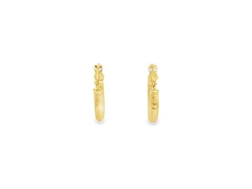 18K Yellow Gold Textured Line-Cut Hoop Earrings